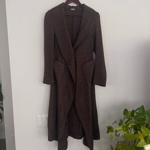 United Nations Colors Long Brown Tweed Coat Size 38
